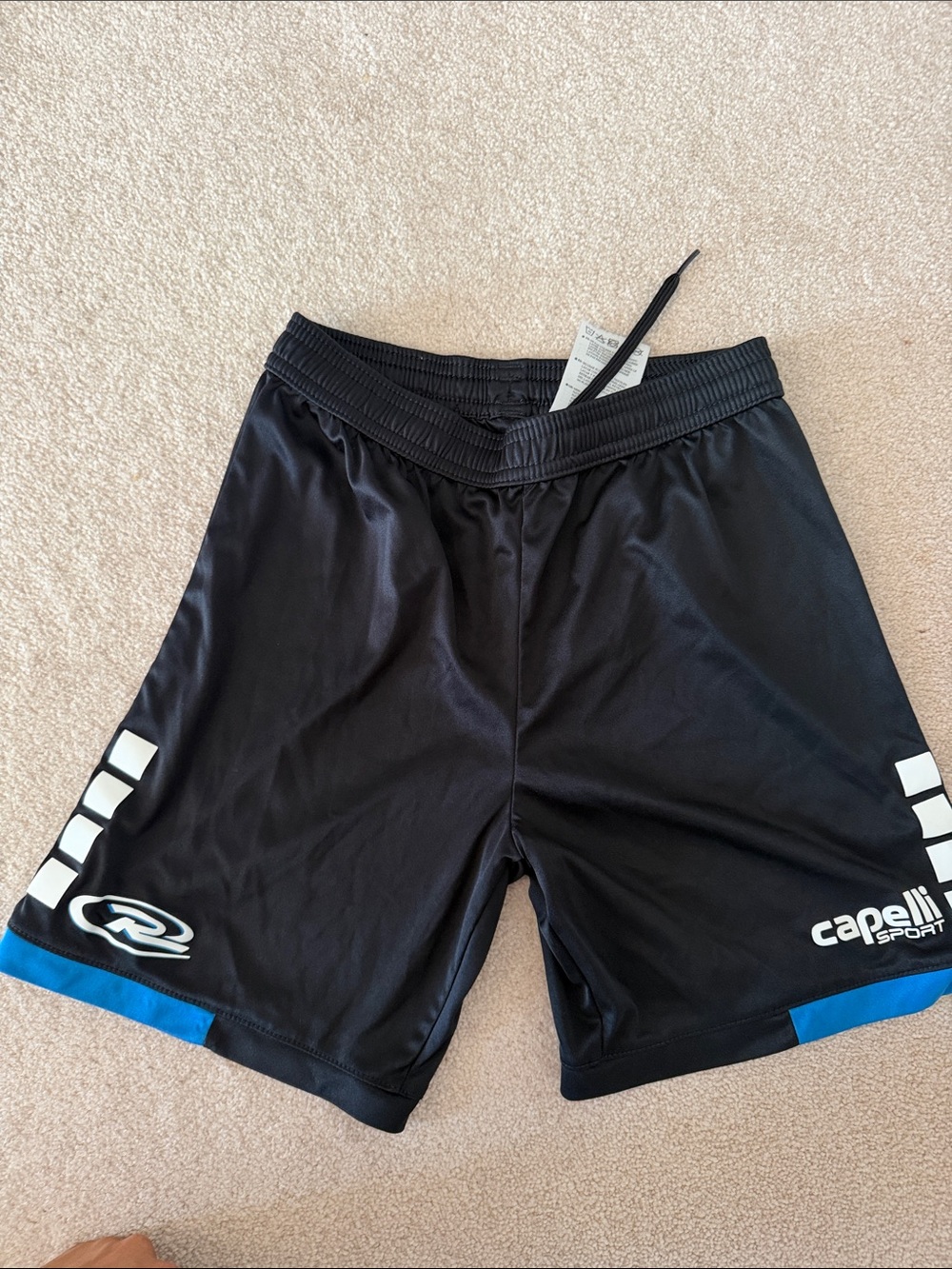 Capelli of New York Black Athletic Shorts with Blue and White Accents